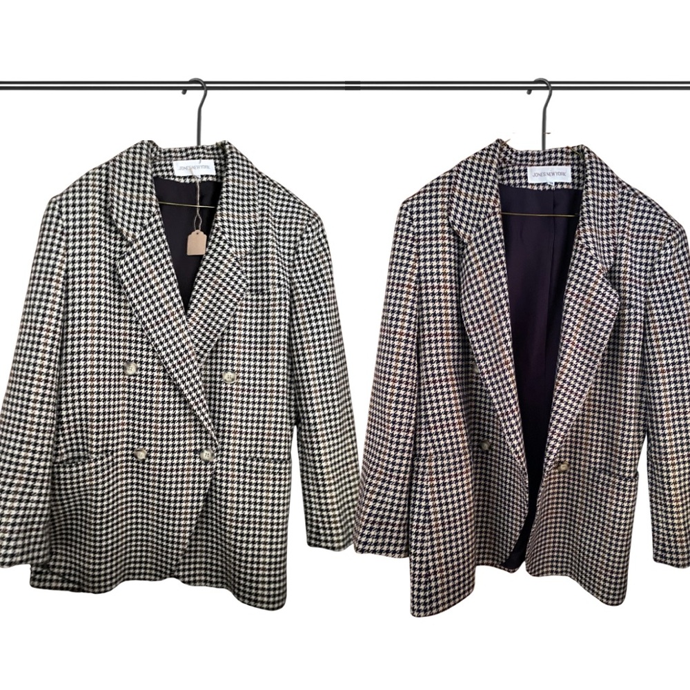 Oversized 90’s Jones New York Houndstooth Blazer, Office Chic, Fall Classic